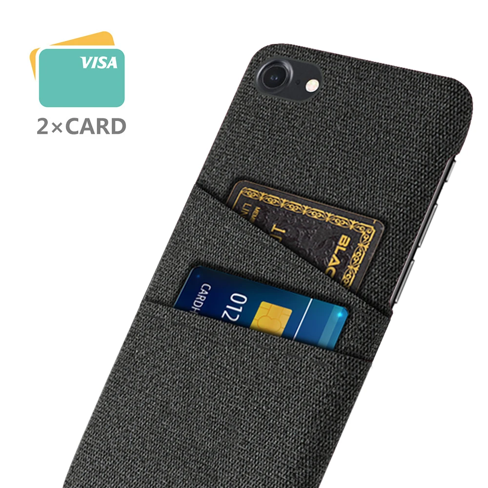 Luxury Fabric Dual Card Phone Cover For iPhone 7 8 SE 2 3 2020 2022 Case For iPhone Apple SE 2nd 3rd generation SE2 SE3 Funda