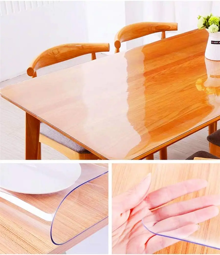 

42 X 60 Inch Clear Table Cover Protector, 1.5Mm Thick Pvc Plastic, Waterproof For Dining Table Or Office Desk