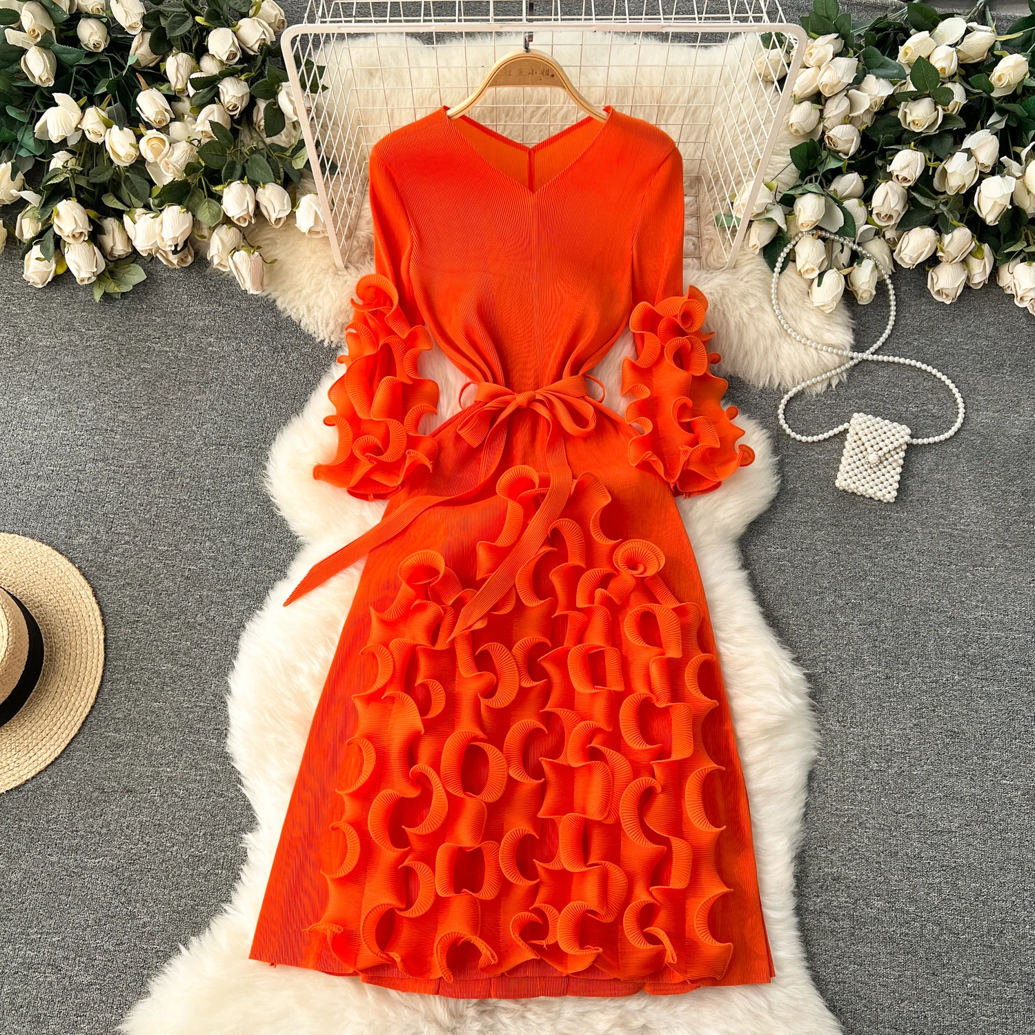 High Quality Dress For Women Three-Dimensional Ruffled Niche Dresses Exquisite Work Office Casual Long Dresses Women