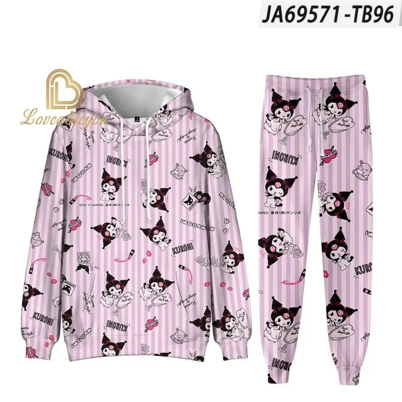 Men Women Clothes Set San Kuro Hoodies Anime Sweatshirt Sweatpants 2pcs Set Harajuku Spring Autumn Aduls Kids Costume