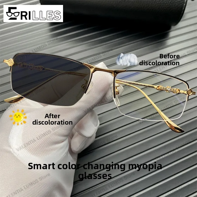 مكافحة نظارات الضوء الأزرق مزاجه خفيفة للغاية نصف إطار رجال الأعمال والنساء نظارات يمكن مطابقة مع قصر النظر
