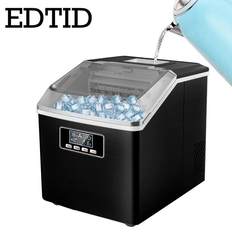 EDTID Commercial Automatic Ice Maker English panel 25kgs/24H Square shape Ice Cube Reservation Ice Making Machine Bar Cafe shop