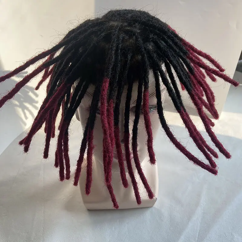 Double Knots Skin Dreadlock para homens, prótese de cabelo masculino, cabelo humano encaracolado, sistemas de unidade Locs, peruca afro trançada, toupee