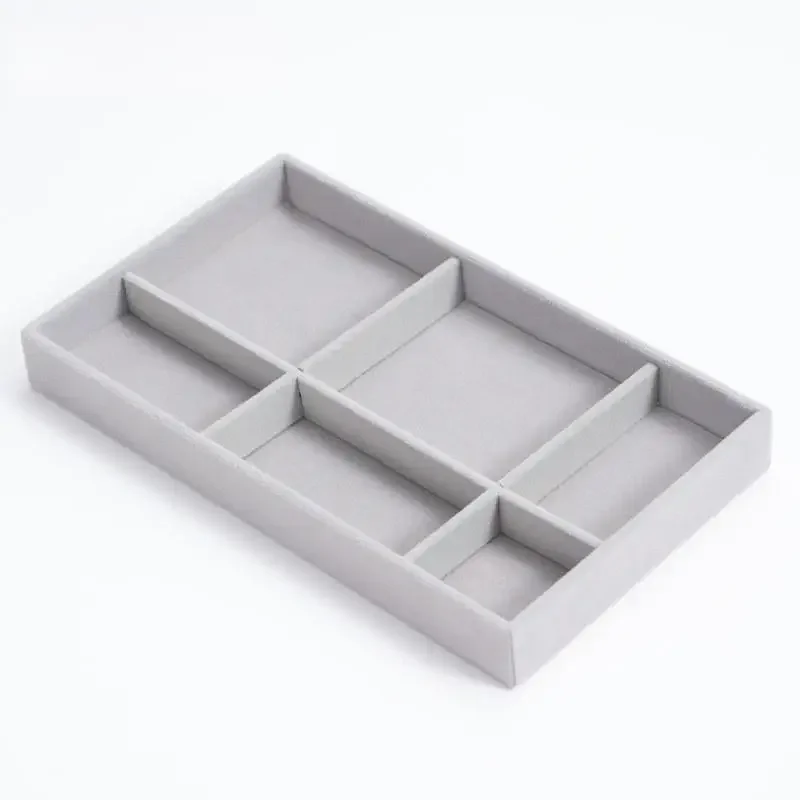 Velvet Jewelry Tray Display Case Portable Holder Earring Necklace Packaging Box Grey Beige Stackable Jewelry Organizer Boxes