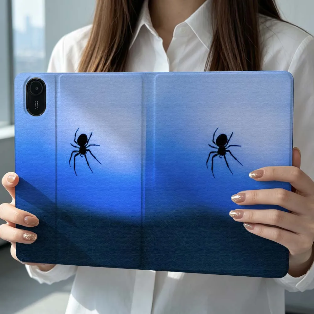 Black Spider Pattern For Xiaomi Poco Redmi Pad 8 2 4 C1 6 6S 7 7S SE 9.7 14 11 11.2 12.1 12.5 Inch Tablet Case Pen Tray