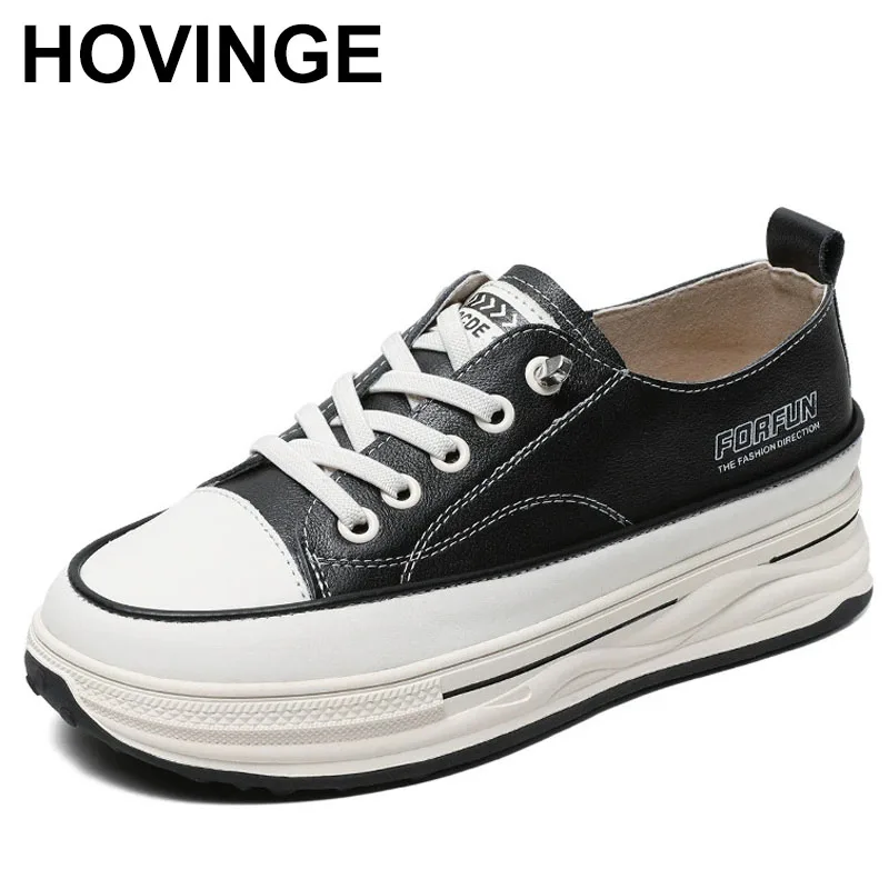 

3.5cm Genuine Leather Women Spring Platform Wedge Flats Chunky Sneaker Comfy Slippers Vulcanize Autumn Fashion Loafer Shoes