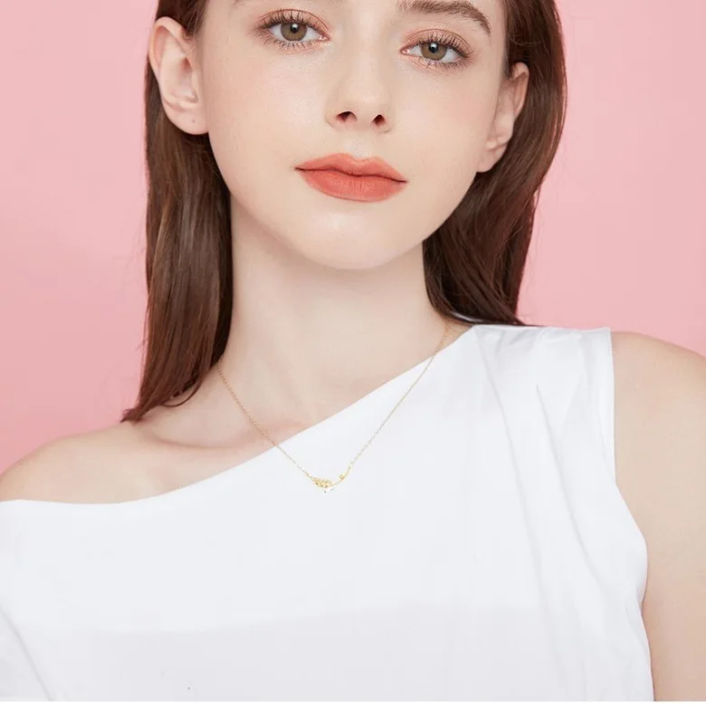 New flash feather wheat ear zircon necklace women's light luxury niche i temperament high-end pendant collarbone chain