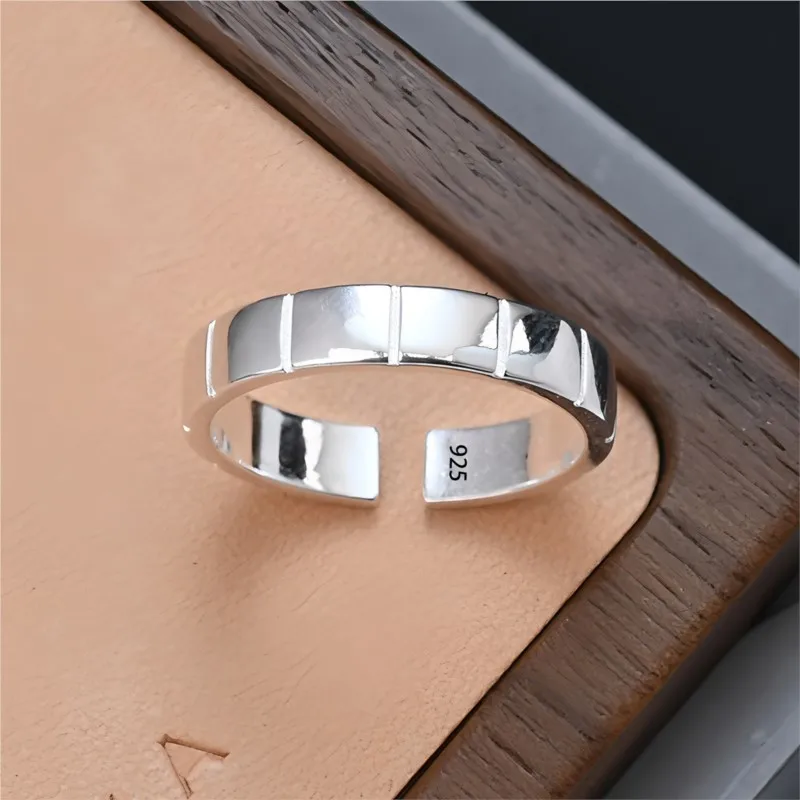 

VENTFILLE 925 Sterling Silver Texture Ring For Women Minimalist Smooth Austere Aesthetic Trend Versatile Jewelry Gift Dropship