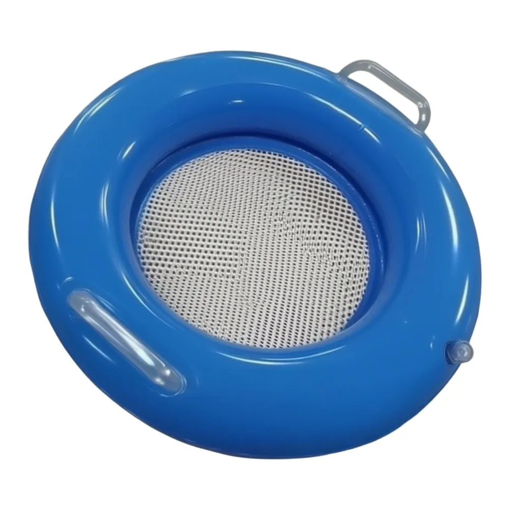 Inflatable Sand Sieve Disc 40cm Blue PVC Construction with Two Handles and Tight Double Layer Mesh for Reliable Sand Separation