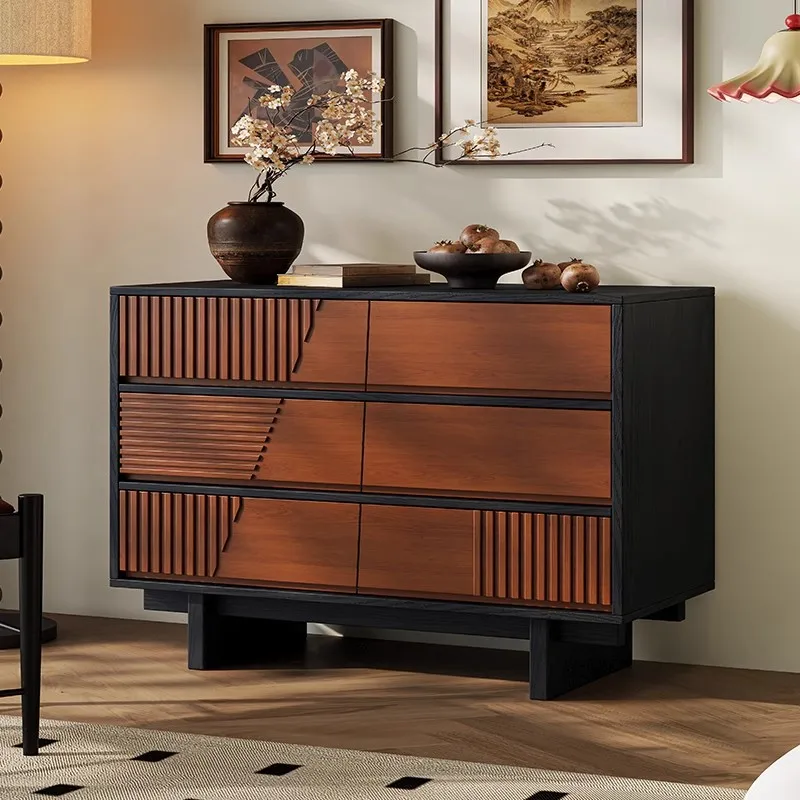 

against the wall Solid wood locker Retro entrance decorative cabinet Bucket cabinet Medieval bedroom storage cabinet Bed end