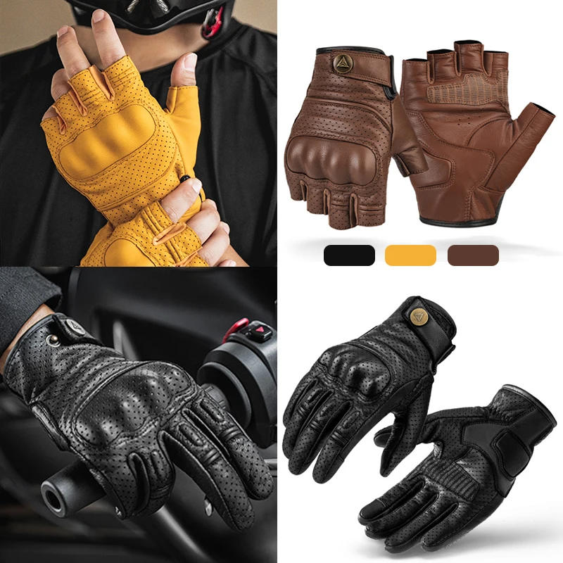 

Summer Motorcycle Gloves Man Fingerless Cycling Racing Leather Gloves Motorbike Guantes De Moto Hombre Gants Motocross
