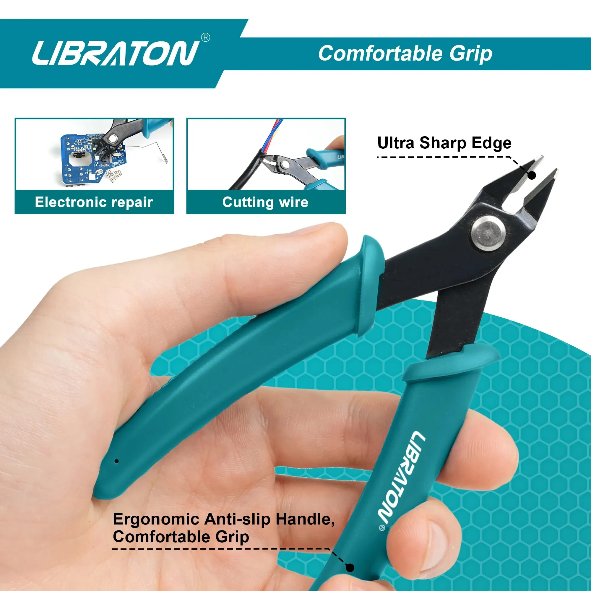 LIBRATON Micro Wire Cutter Precision Electronics Flush Cutter and Side Cutting Pliers Clean Cut for Model Jewelry Model Kits