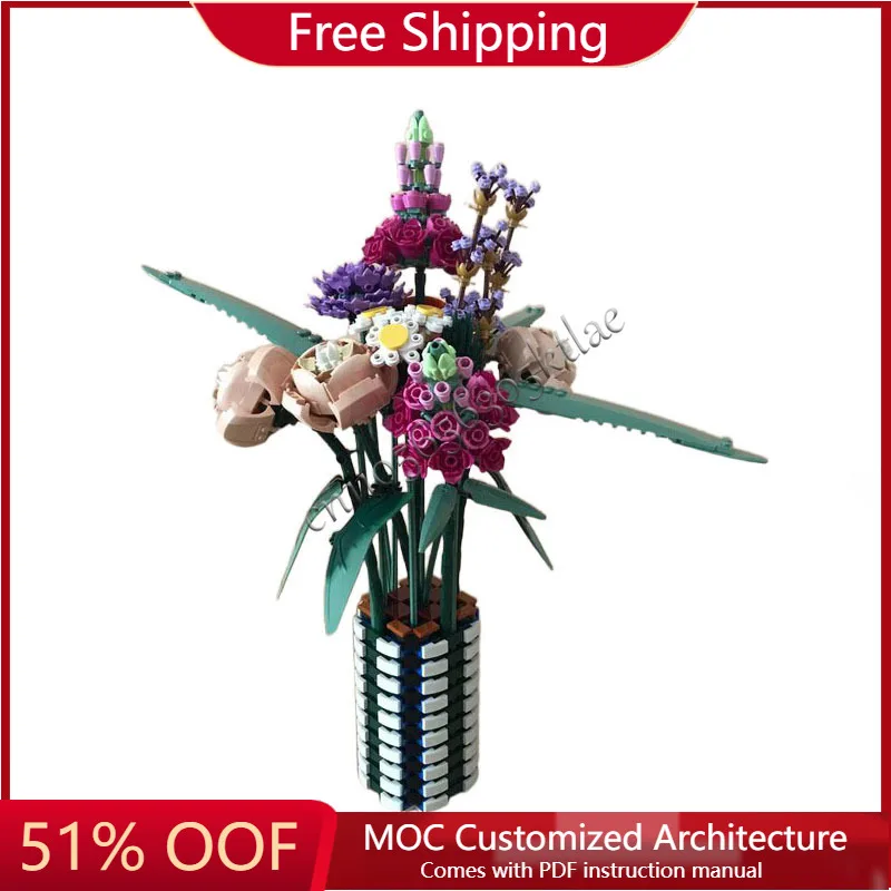 

297 деталей, изысканный букет, дисплей, строительные блоки, модель, образовательная для детей, сборка, дисплей, игрушки, фестиваль, подарки на день рождения