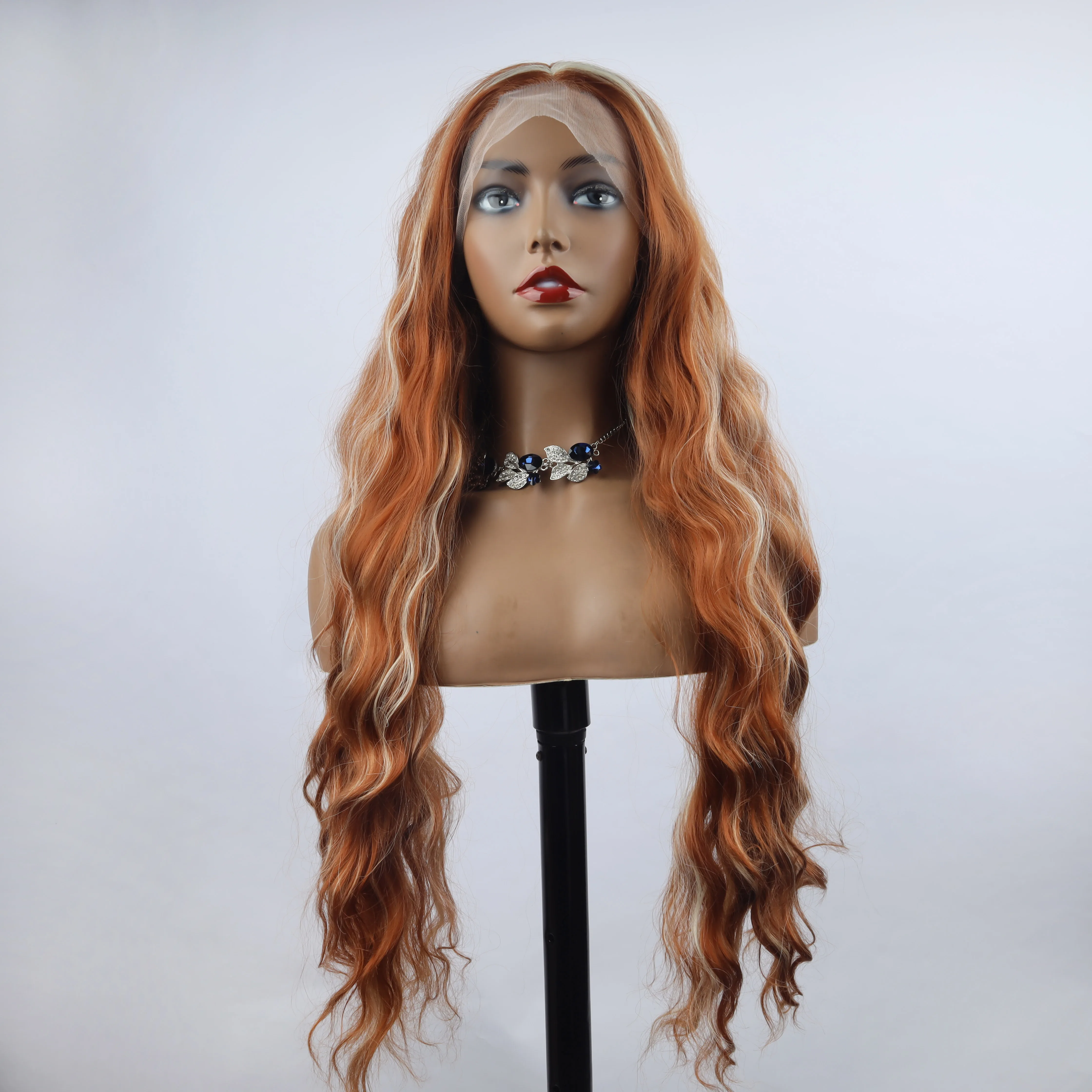 

oley Fashion Curly Wig Synthetic Lace Front Wigs White Orange Female Lace Wig 13X3 For Black Women Cosplay Hair Daily Use