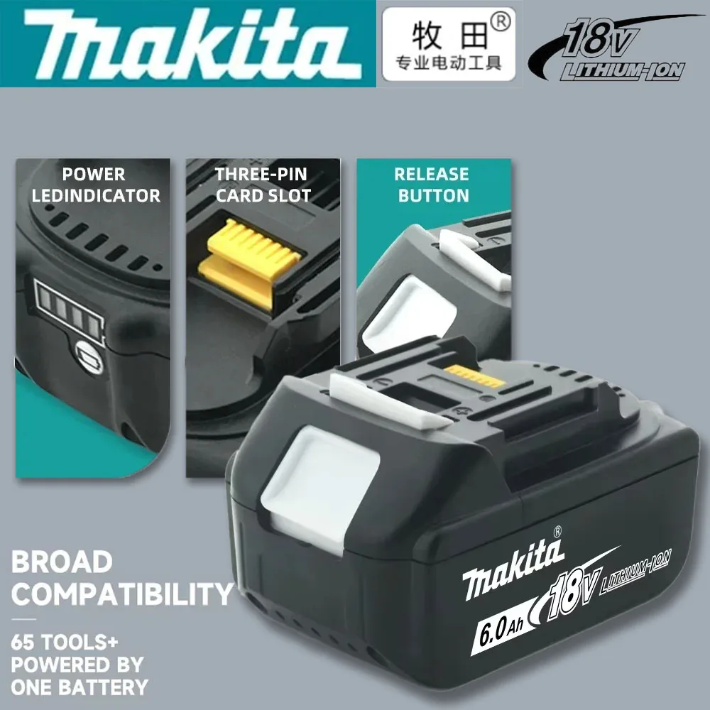 

Original genuine 6Ah Makita Brand new 18V battery for MAKITA tool BL1830B BL1850B BL1850 BL1840 BL1860 BL1815 Tool DTW700