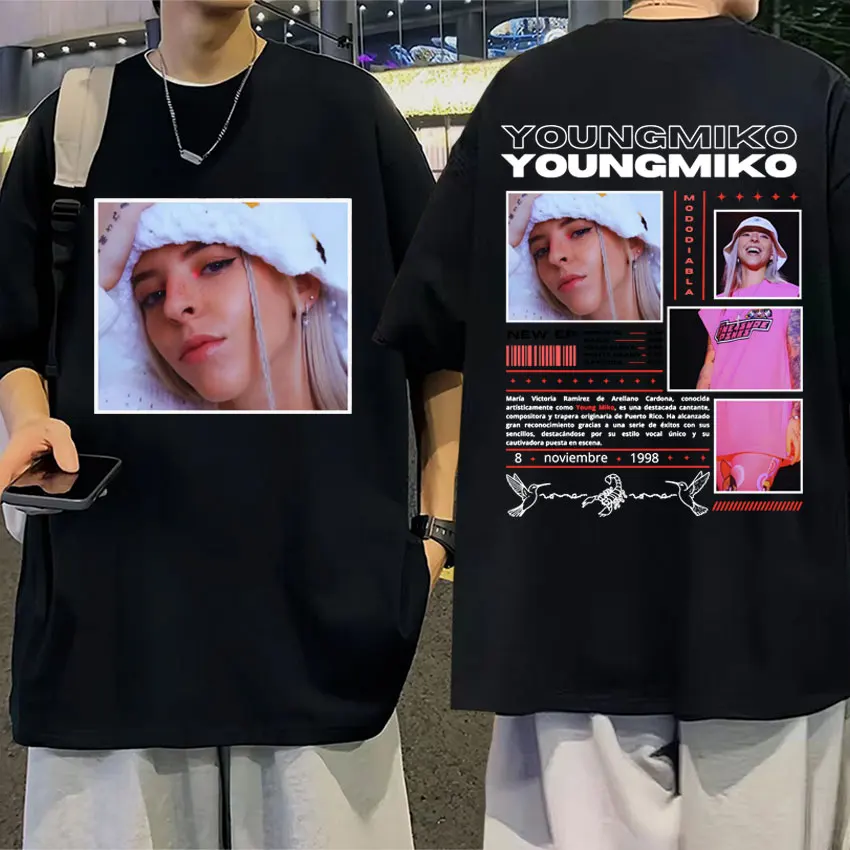 Singer Young Miko Album Double Sided Cover T Shirt Fashion Aesthetic Retro Style Y2k T-shirt Men Women Casual 100% Cotton Tshirt