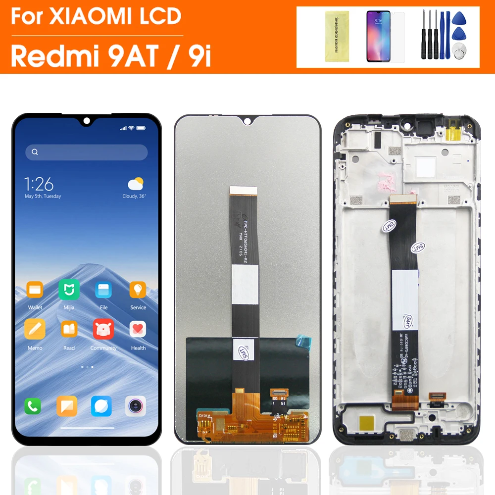 ЖК-дисплей 6,53 'для Xiaomi Redmi 9i с сенсорным экраном и дигитайзером с рамкой в сборе для Redmi 9AT Global M2006C3LVG LCD