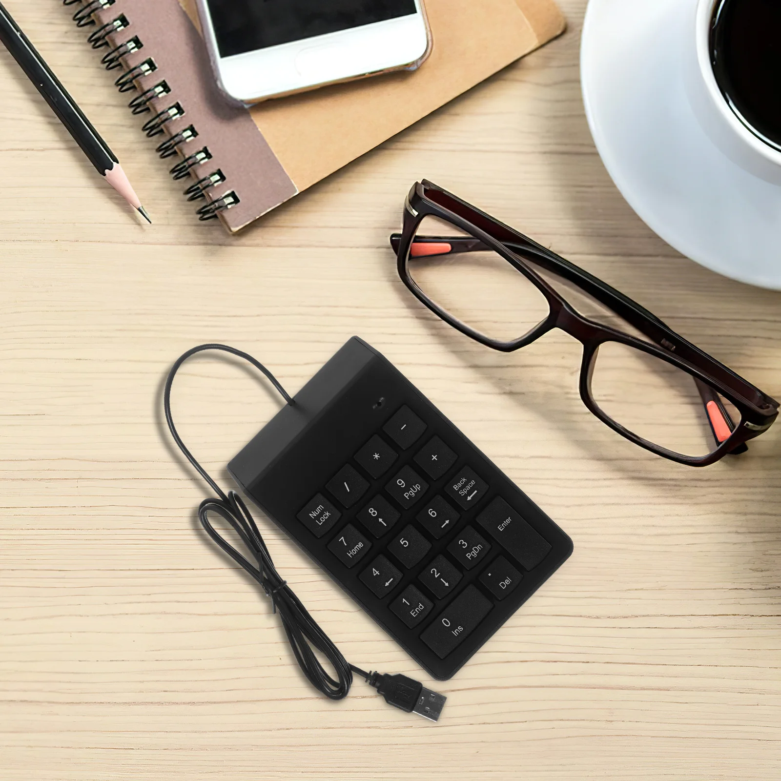 

19-Key Mechanical Number Pad Usb Keypad For Laptop Numeric Keyboard Portable Durable Finance Banking Input Space Saving