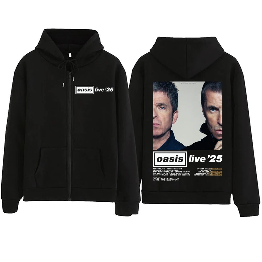 

Oasis-Live 25 Tour Zipper Hoodie Harajuku Pullover Tops Man Woman Sweatshirt Streetwear