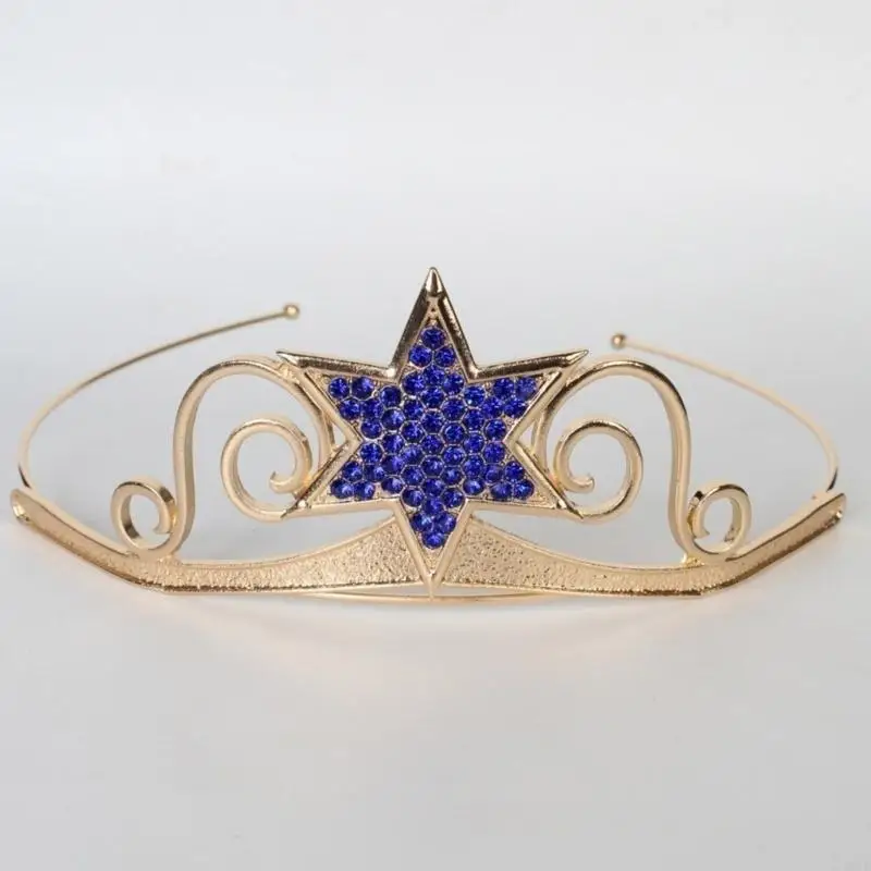 M6CD luxuriöser Kronhaar Hoop Hochleistungsgeburtstagsfeier eleganter Festzug Hexagramm Crystal Girl Hochzeit Kostüm