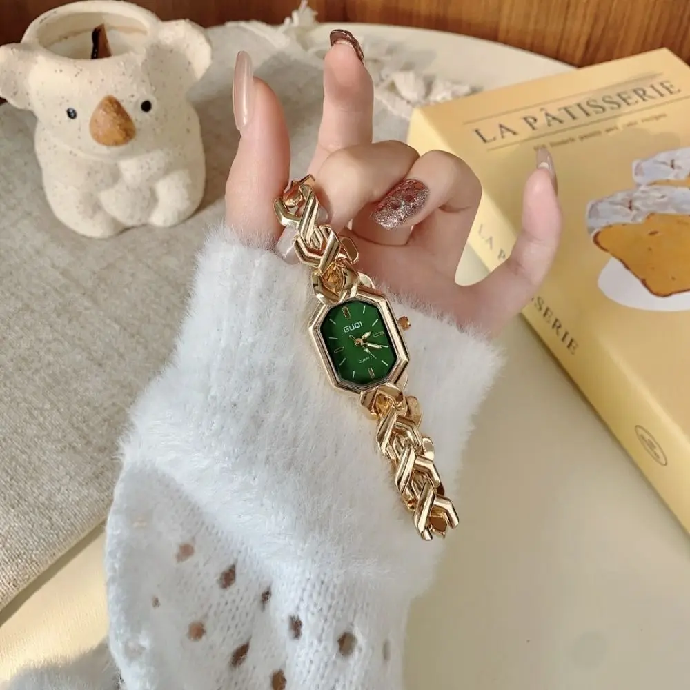 Antique Alloy Quartz Watch Square Case Fashion Accessory Square Wristwatch Bracelet Clock Daily Use