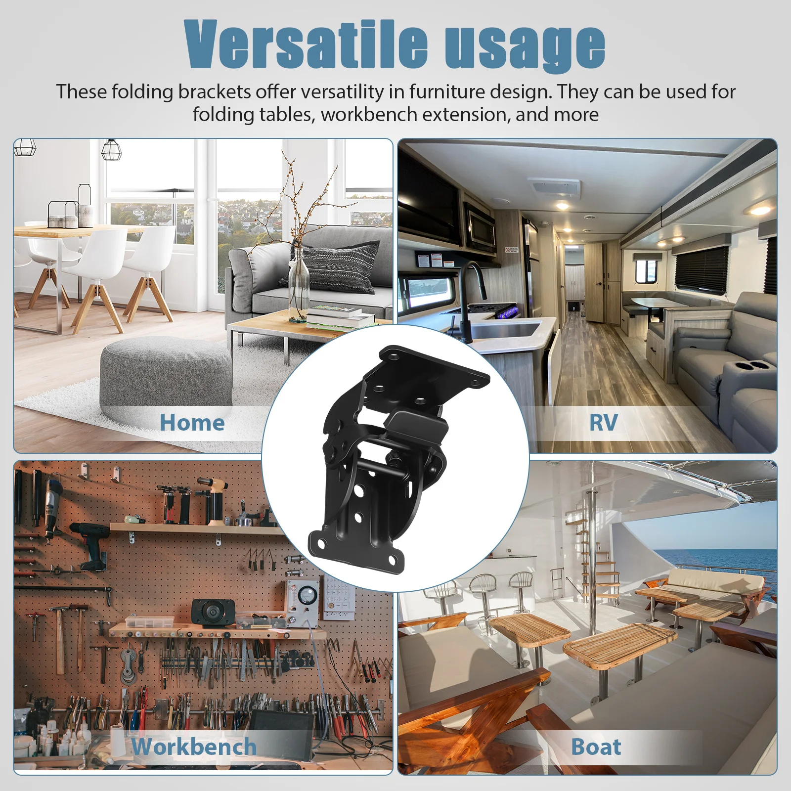 Conectores de hardware para móveis, 4 unidades, suportes de perna dobráveis resistentes, dobradiças de travamento automático para prateleiras de armários de mesa