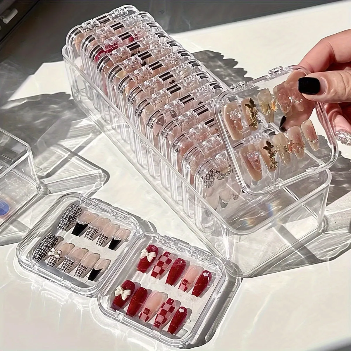 

Прозрачная коробка для хранения ногтей, коробка для демонстрации искусственных ногтей, браслет, ювелирные изделия, коробка для хранения ювелирных изделий