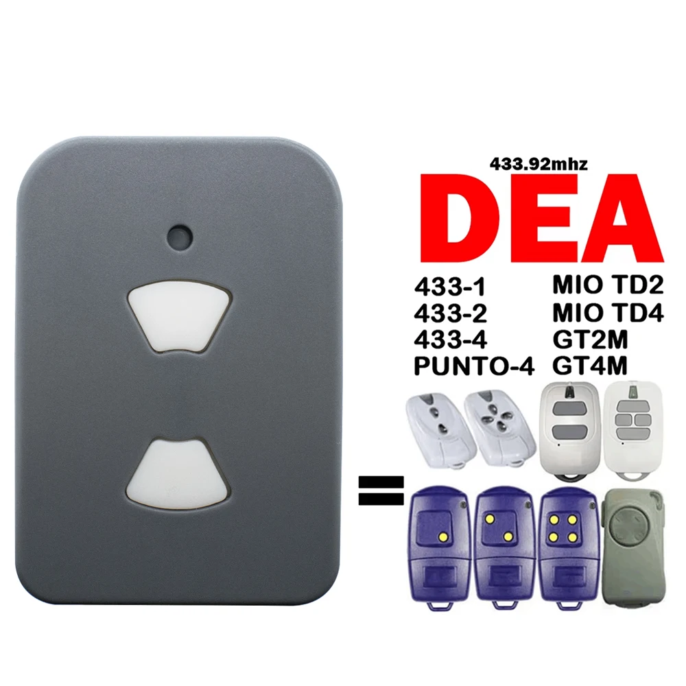 100% Clone DEA Garage Door Gate Remote Control DEA MIO TD2 TD4 GT2M GT4M PUNTO-4 433-1 433-2 433-4 433MHz Fixed Code Keychain
