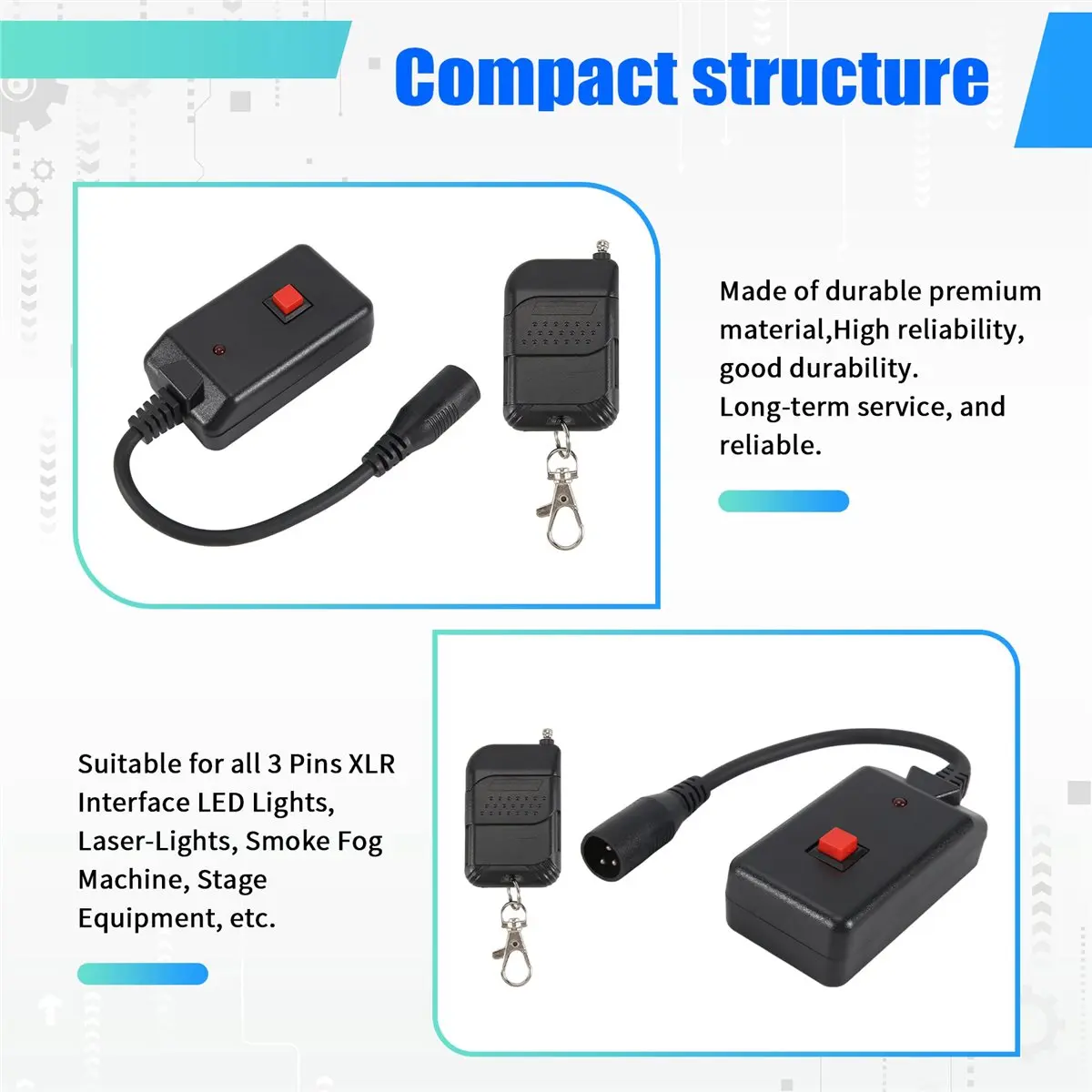 （Gift Idea）AC 90-240V Portable 3 Pins Wireless Remote Receiver for Smoke Machine DJ Stage Receiver Fog 400W 500W 900W 1500W C