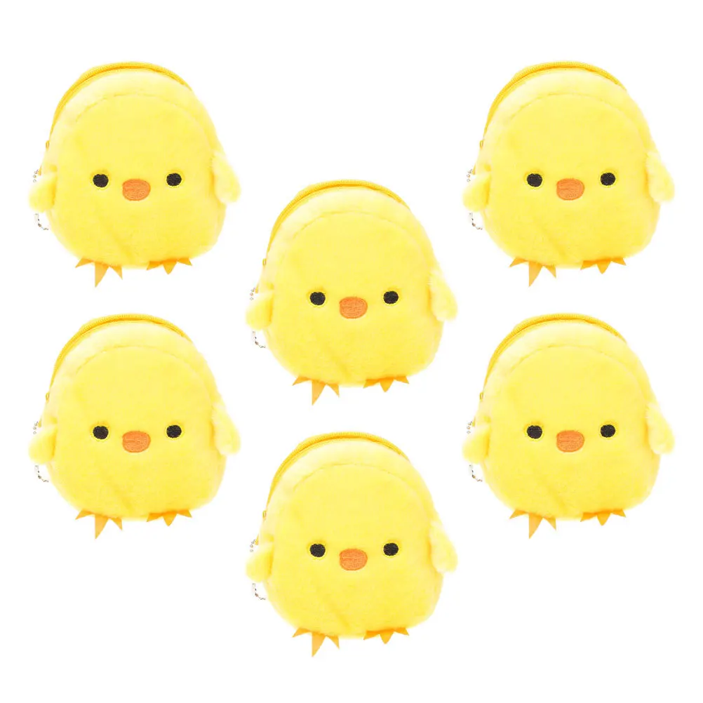 6 個のチキン小銭入れかわいいひよこの形をした小さな財布コインキーイヤホン用軽量ポータブルイースターギフトアイデア
