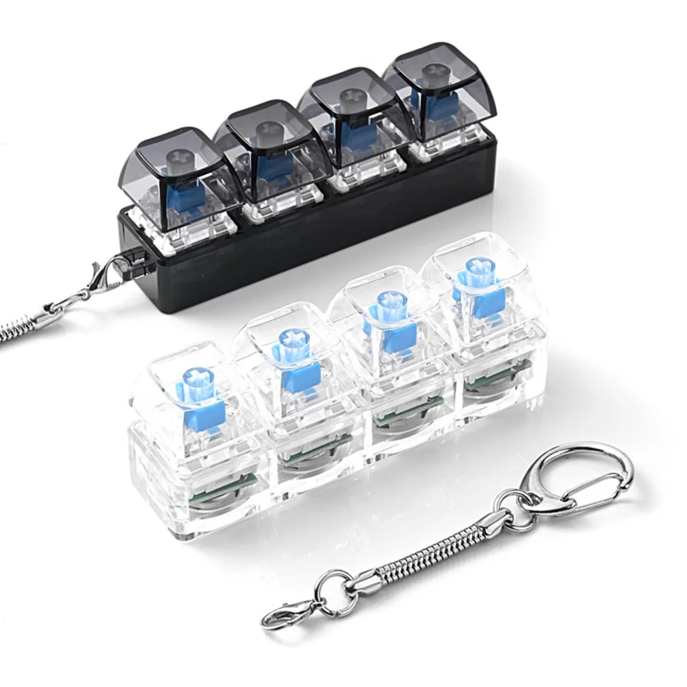 

1/2 шт. 4-кнопочная механическая клавиатура-игрушка RGB с подсветкой для взрослых, для снятия стресса, декомпрессии и успокоения