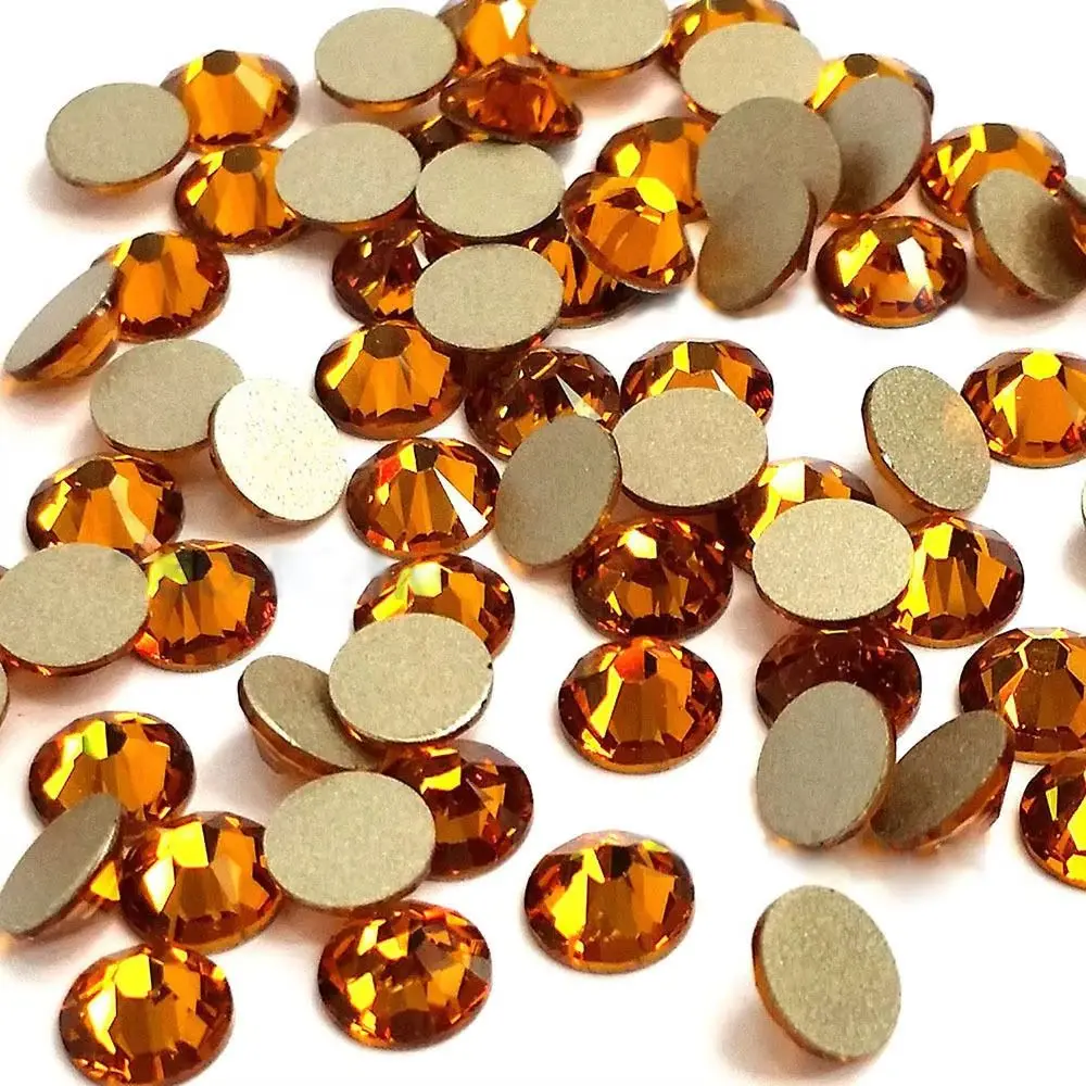 Rhinestones Nail Parts Topaz Stone Yellow Non Hotfix Strass Cold Fixation Diamond Nails Decoration Sticker garment Nail Craft