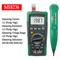 MASTECH MS8236 Auto Range Digital Multimeter LAN Tester Net Cable Tracker Tone Telephone Line Check Noncontact Voltage Detect