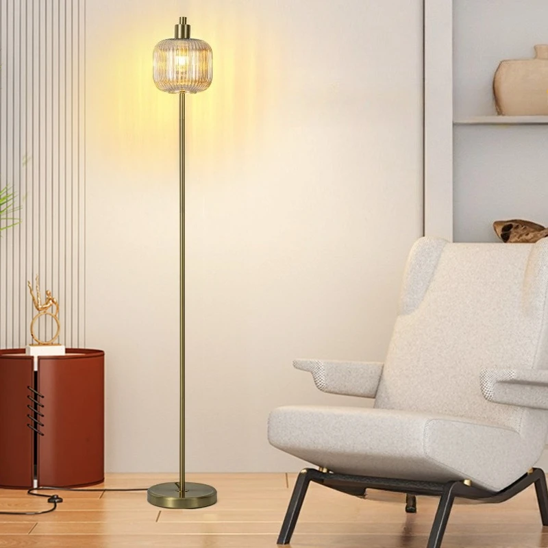 Iron Floor Lamp Dimmable Color Adjustable Floor Lamps Luxurious Minimalist Bedroom Lighting Light Electroplating Mood Lights