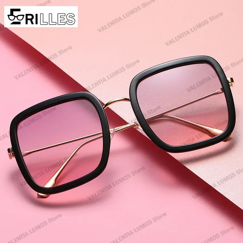 Nuevas gafas de sol cuadradas coreanas - Marco grande UV400 Anti-UV Trendy Street Style Influencer Diseño único y elegante para mujeres y hombres