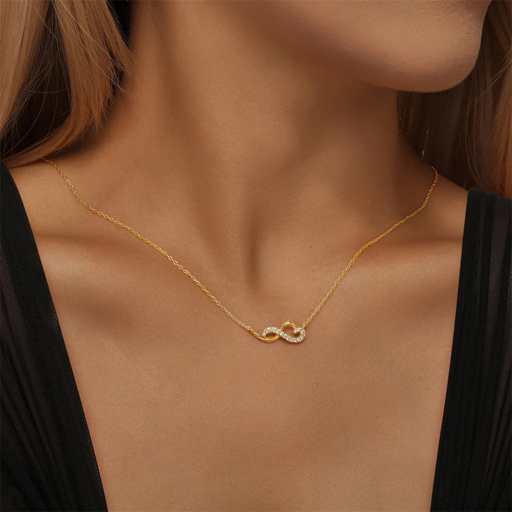 CANNER 925 srebro w kształcie serca nieskończona cyrkonia naszyjnik dla kobiet 18K złoto Ins luksusowy naszyjnik Fine Jewelry Party prezent — zdjęcie 5