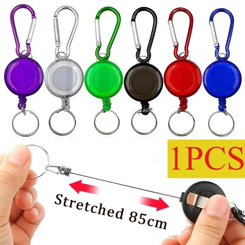 

Telescopic steel wire rope key chain spring buckle outdoor steel wire rope key ring rebound ID card holder sports multifunctiona