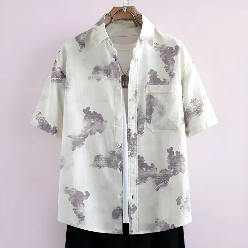 2026 Summer Men's Trendy Loose-Sleeved Shirt with Print - Youthful Blazer