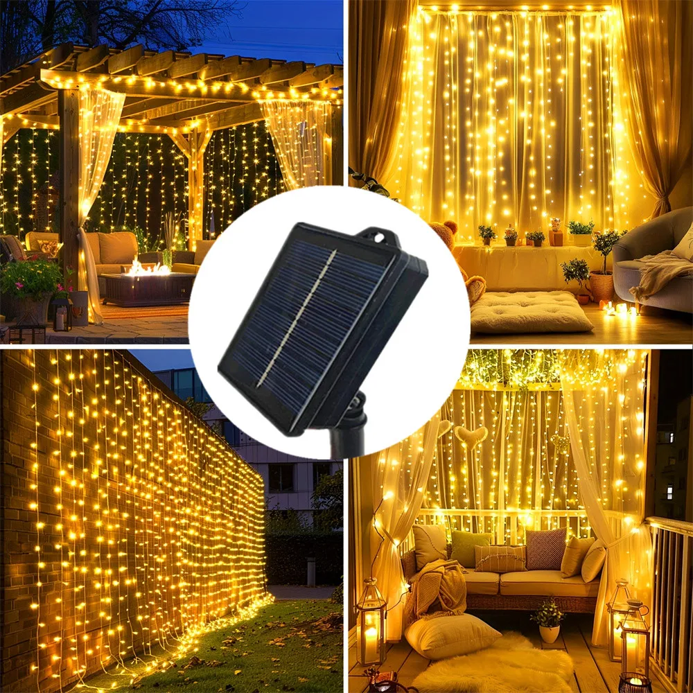 

Wedding String Lights Solar Curtain Lights Outdoo Fairy Lights LED Lights Christmas Party Decor Lights Decoration 2025 New Year