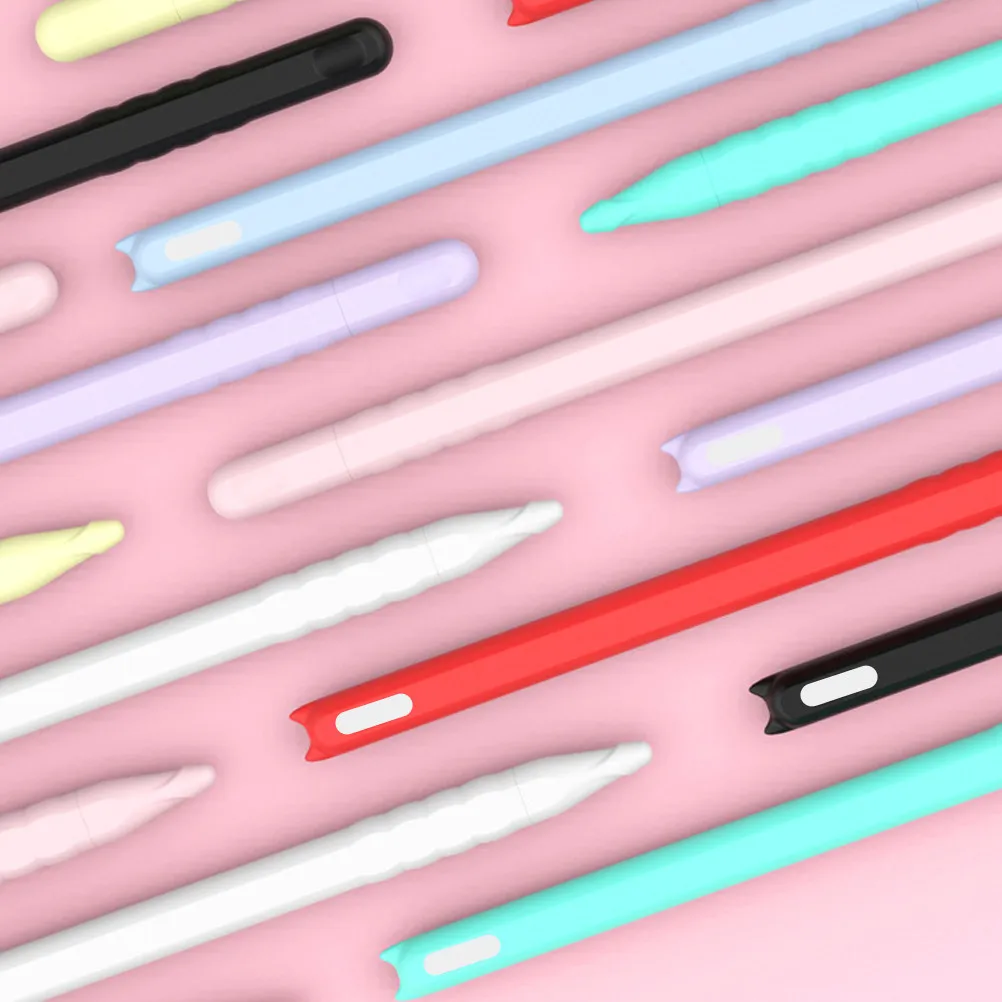 2Pcs Silica Gel Case Compatible for Apple Pencil 2Nd Generation Cat Head Design Stable Color Cute Silicone Pen Cover Accessories