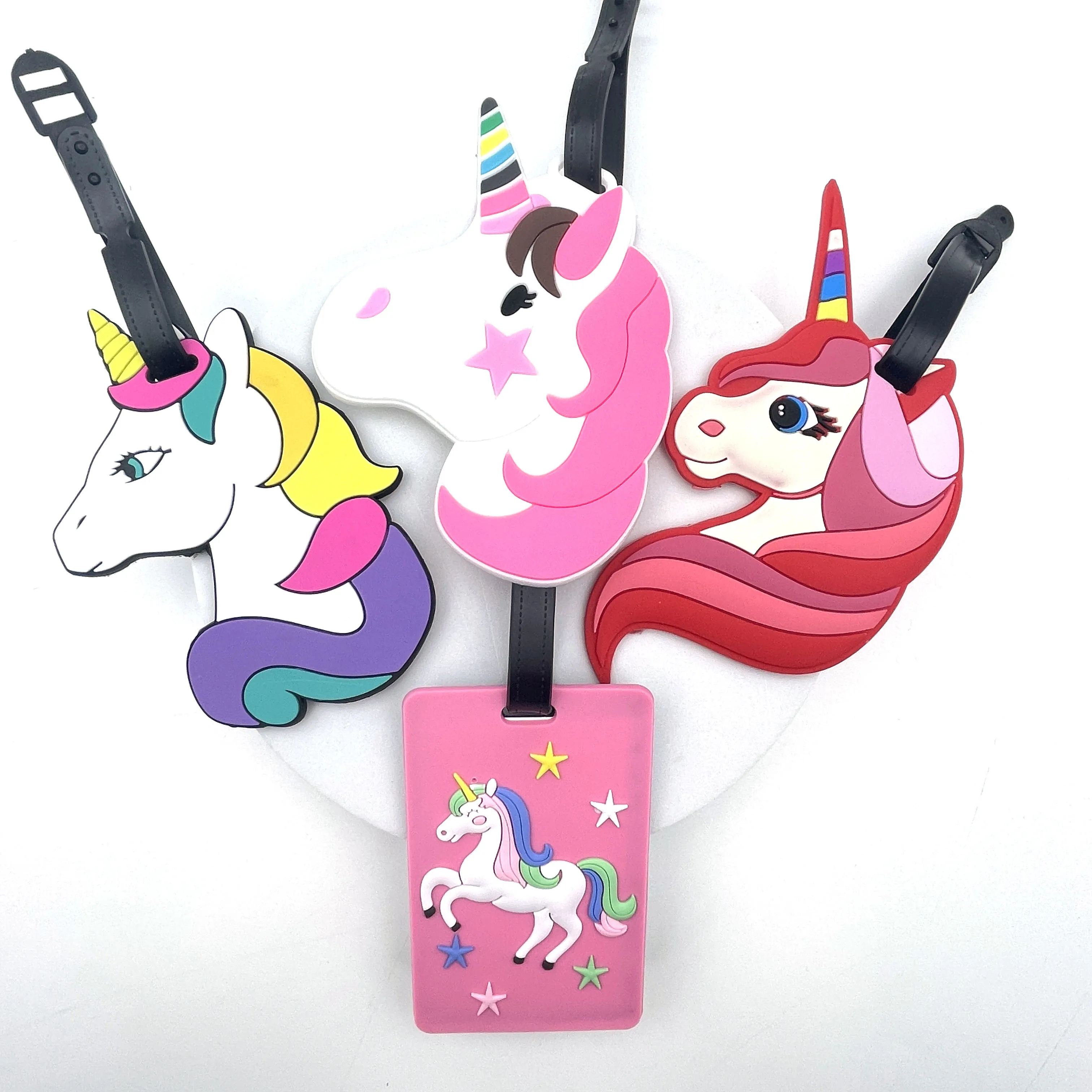 1PCS Cute Unicorn Boarding Hanger Luggage Tag Station Airport Check in Trolley Box Items Loss Prevention Identification Label