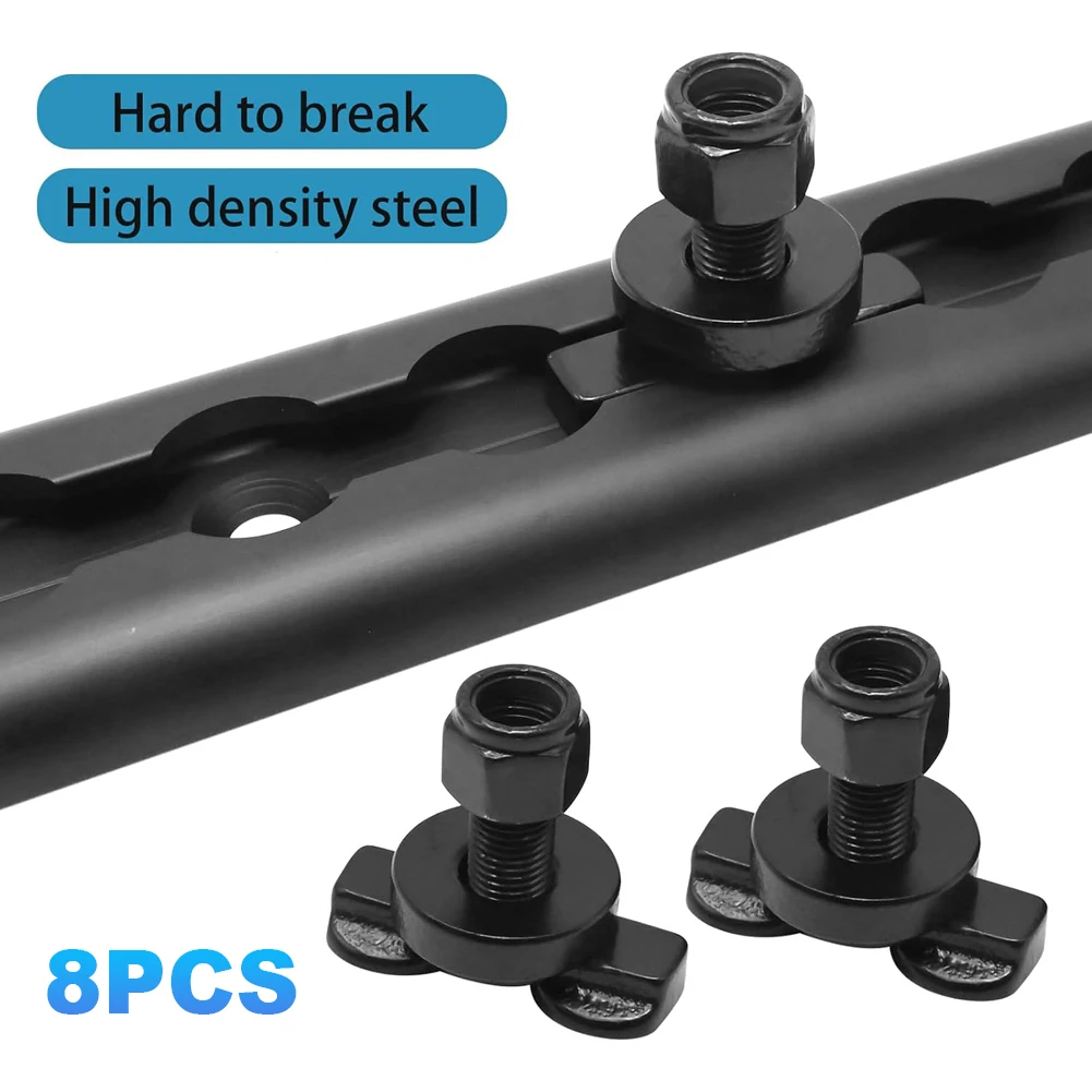 8Pcs L-Track Double Lug Bearing 6000 LBS Threaded Rail Stud Nut L Track Threaded Stud for Truck Bed Trailer Cargo Control Pickup