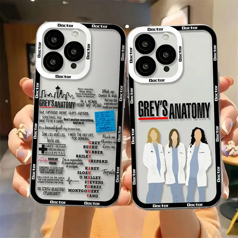 Greys Anatomy Doctor Phone Case For iPhone 15 14 13 12 11 Mini Pro Max X XR XSMax 6S 6 7 8 Plus SE20 Transparent Cover