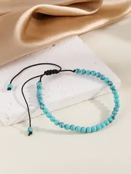 4毫米迷你能量寶石手鍊 天然石串珠手鍊 淺藍色綠松石手鍊 8 最佳銷售 綠松石手鐲 - №6