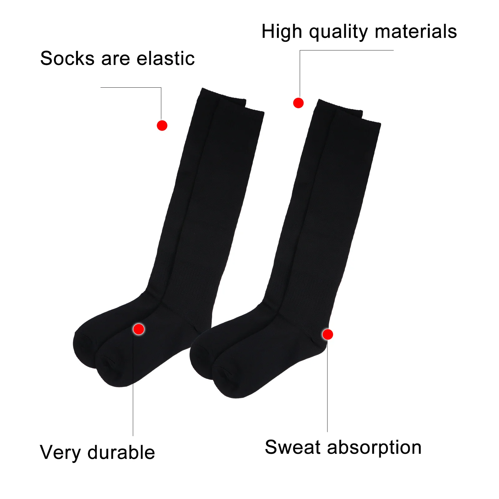

3Pairs Football Socks High Quality Breathable Sweat Absorbing Elastic Long Soccer Athletic Sports Socks for Men Black