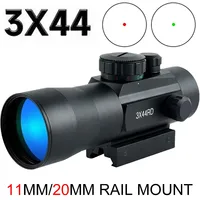 Tactical Red Green Dot 3X44 Optic Reflex Sight Full Coating Compact Rifle Scopes 3x Magnification Hunting Glasses 11mm/20mm Rail