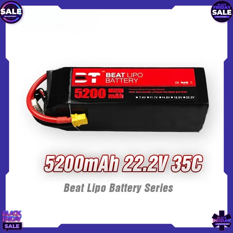 

BT LIPO Batteries 5200mAh/6S/22.2V/35C Full Series for Model Aircraft