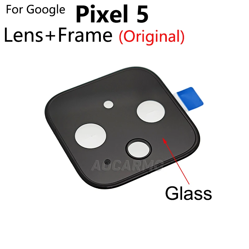 Aocarmo For Google Pixel 5 Rear Back Camera Lens Glass With Frame Ring Adhesive Sticker Replacement Part