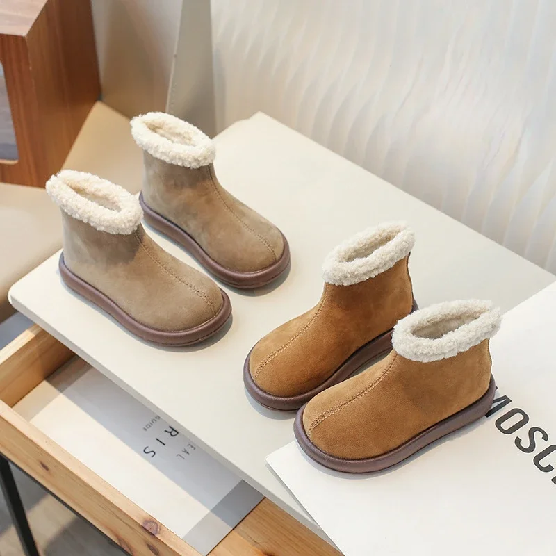 Bottes de neige courtes à bout rond pour enfants, bottes de rinçage pour filles, optique astronomique, coton chaud extérieur, mode décontractée pour enfants, 2023