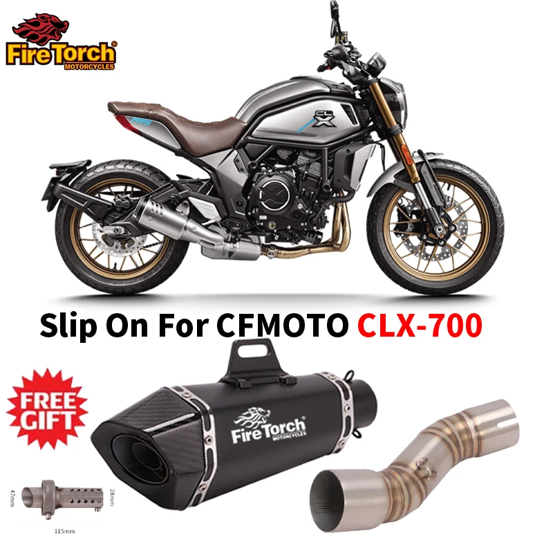 For CFMOTO CLX-700 Clx700 2020 2021 2022 Motorcycle Exhaust Full System With DB Killer 51mm Stainless Steel Middle Link Espace